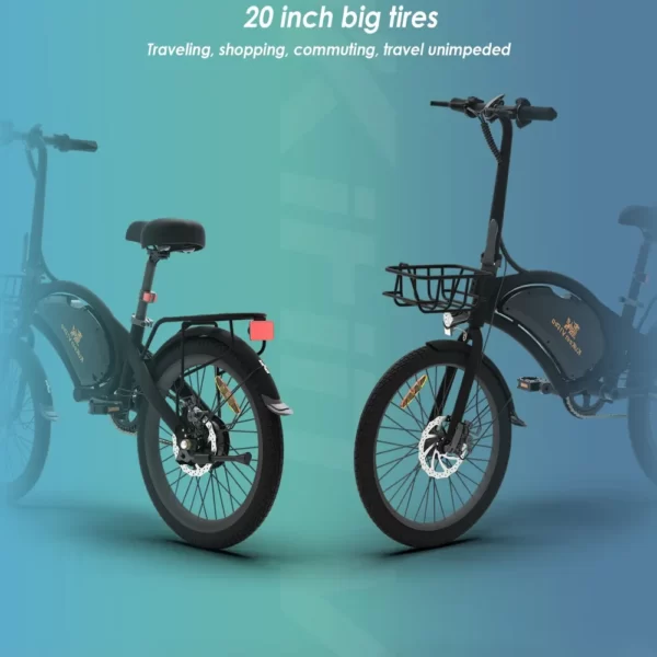 Bicicletta elettrica pieghevole con pneumatici da 20 pollici.