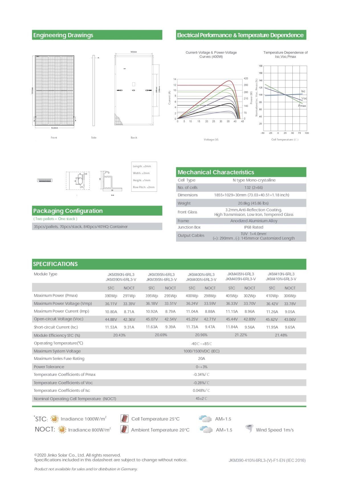 Jinko Solar Pannello Solare 410 Watt JKM410N-6RL3-V N-type Monocristallino - immagine 3