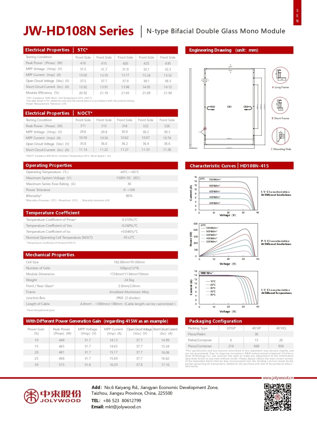 Jolywood Pannello Solare JW-HD108N-410 Watt N-type Cornice Nera Bifacciale - immagine 4