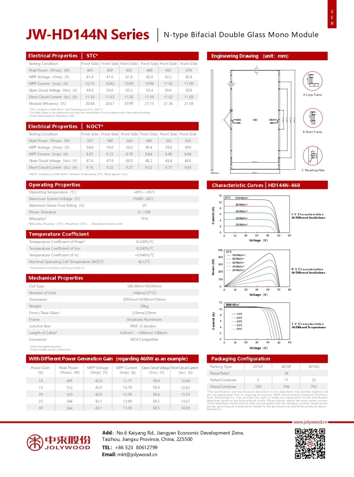 Jolywood Pannello Solare JW-HD144N-460 Watt N-type Bifacciale - immagine 4