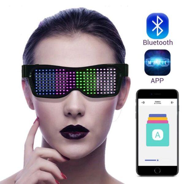 Occhiali a LED Bluetooth controllati tramite telefono