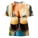 T-shirt Casual da Uomo Stampata in 3D (birra, hamburger, aquila) - immagine 8