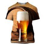 T-shirt Casual da Uomo Stampata in 3D (birra, hamburger, aquila)