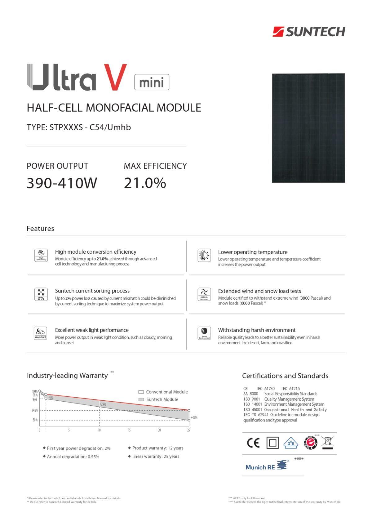 Suntech Pannello Solare 400 Watt STP400S - C54/Umhb Cornice Nera - immagine 3